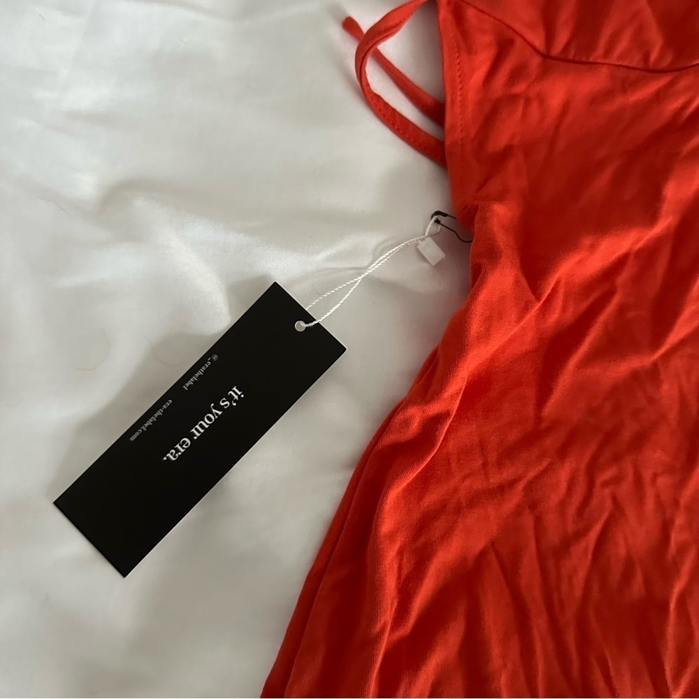 Orange Mini Tie Dress - Picture 4 of 8